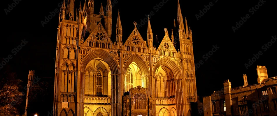 Peterborough Tourism - Peterborough Cathedral by night